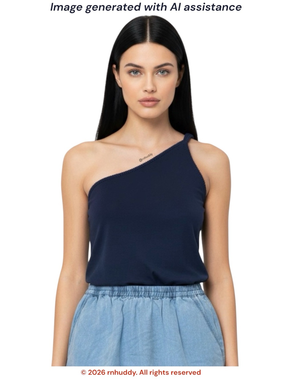 NWT Chaser M navy one shoulder raw edge tank